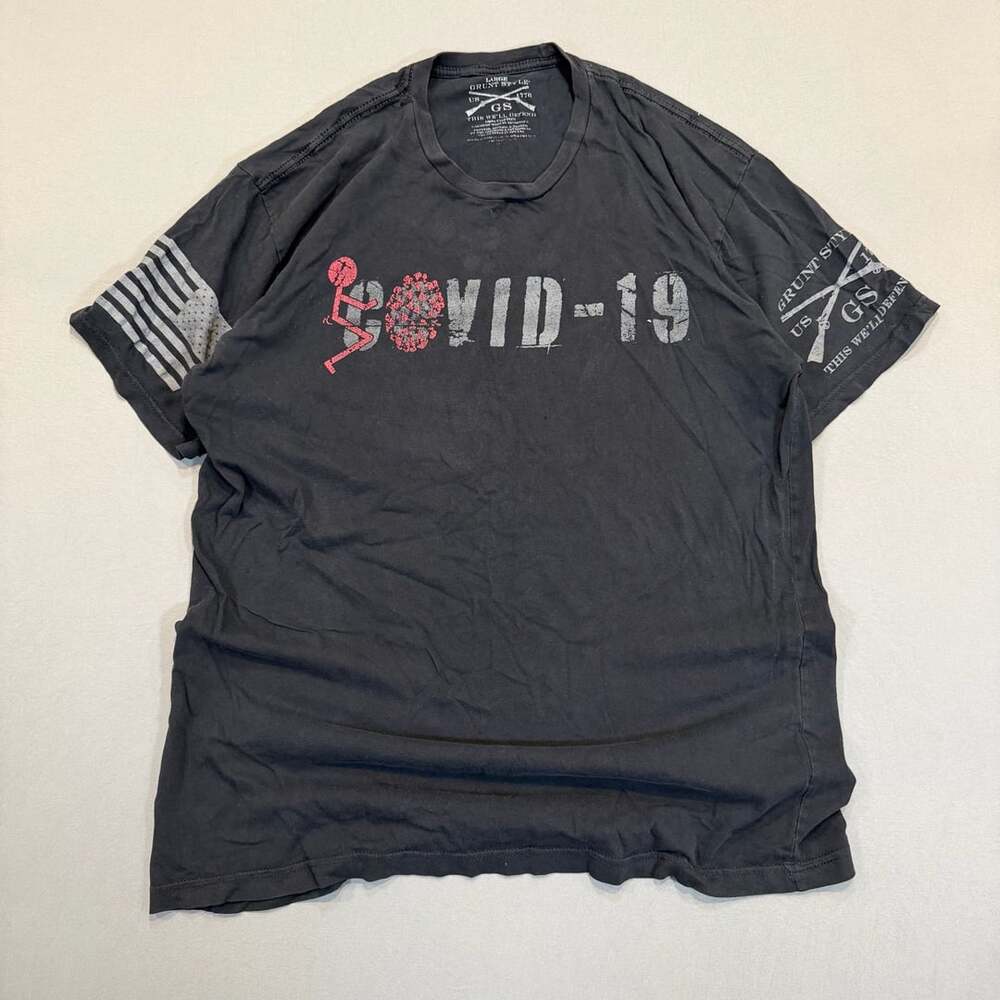 Grunt Style COVID-19 Graphic T-Shirt Size Large Black
